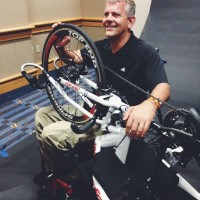 Showing off the handcycle for the camera. Tampa, Florida (2013).
