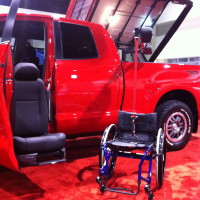 Another pickup truck option I saw at NMEDA 2013. The seat extends, the driver transfers, the chair disappears into the bed and, boom, off we go!
